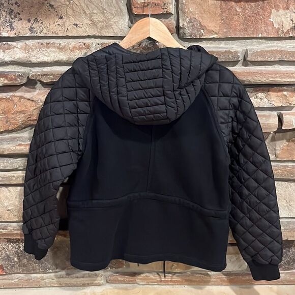 Zella Lilac Black Zip Up Quilted Puffer Hoodie Jacket - Picture 6 of 9